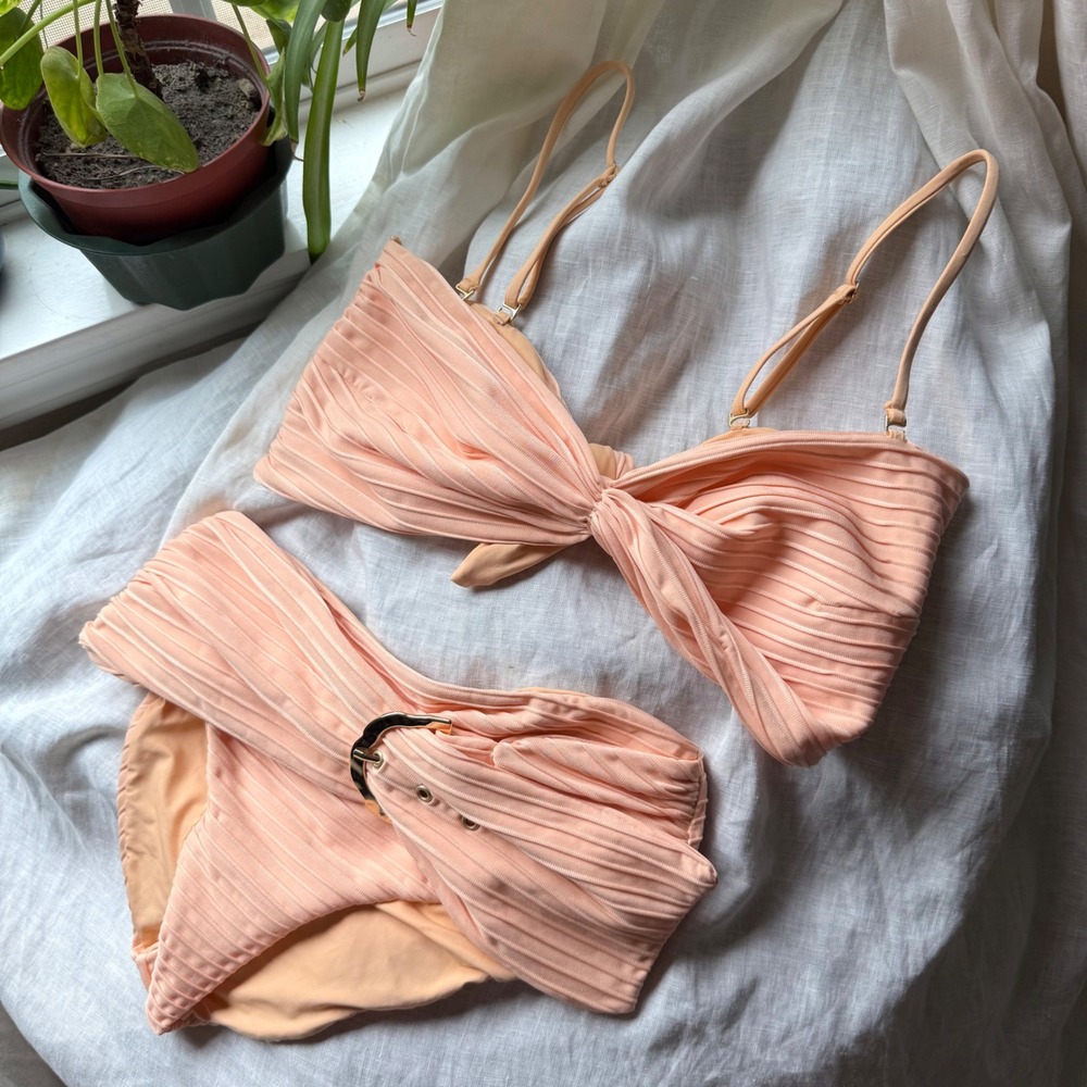 REVEL REY‎ peach orange sickle bikini set beach swim